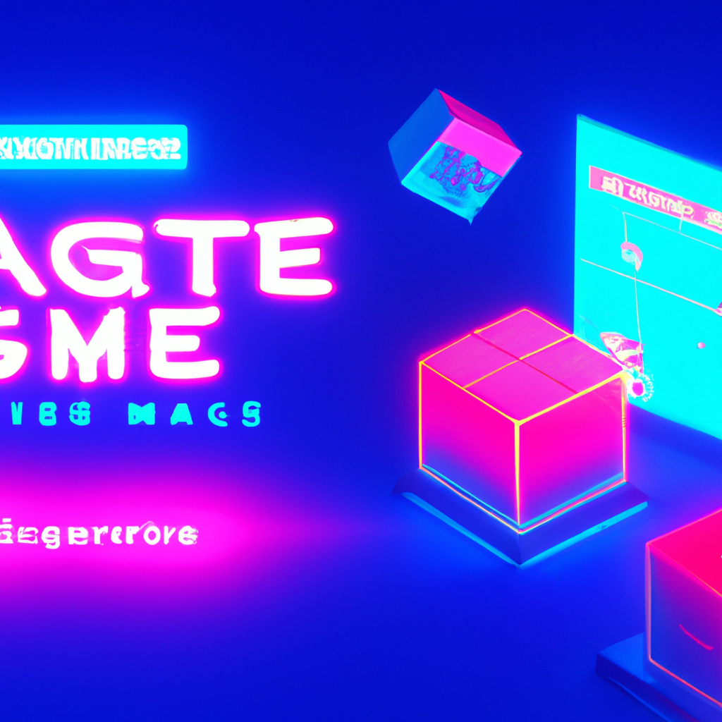 ArcadeForge hero: neon arcade with modular blocks
